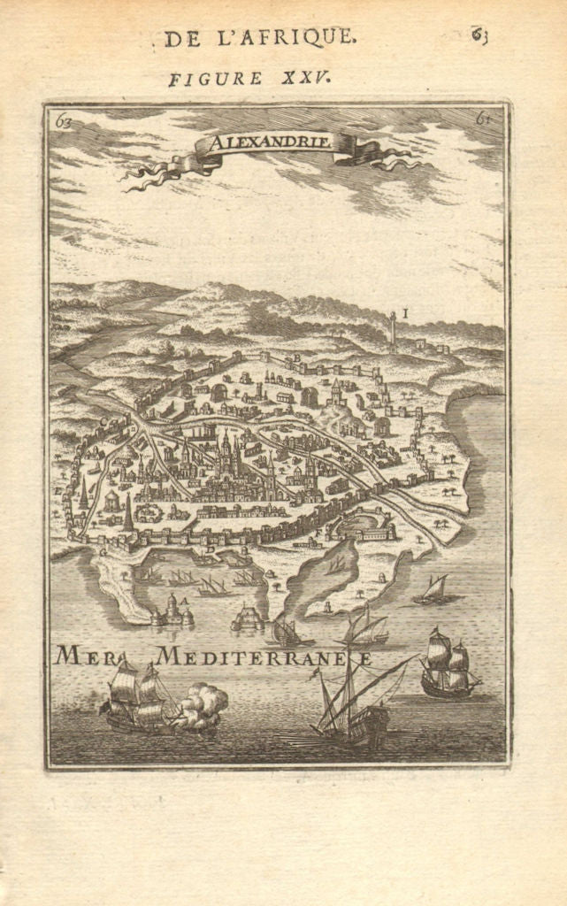 ALEXANDRIA city plan. Port fortifications ships Egypt. 'Alexandrie'. MALLET 1683